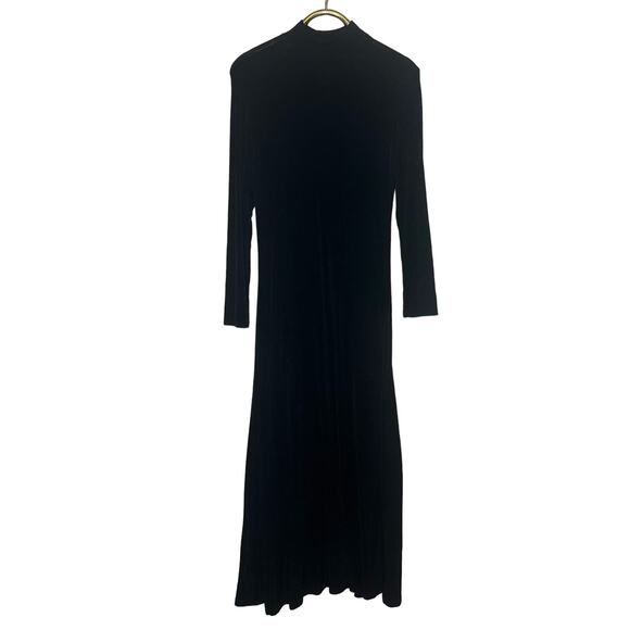 Apparel World Size Large Black Mock Neck Long Sleeve Pullover Maxi Dress - Picture 1 of 8